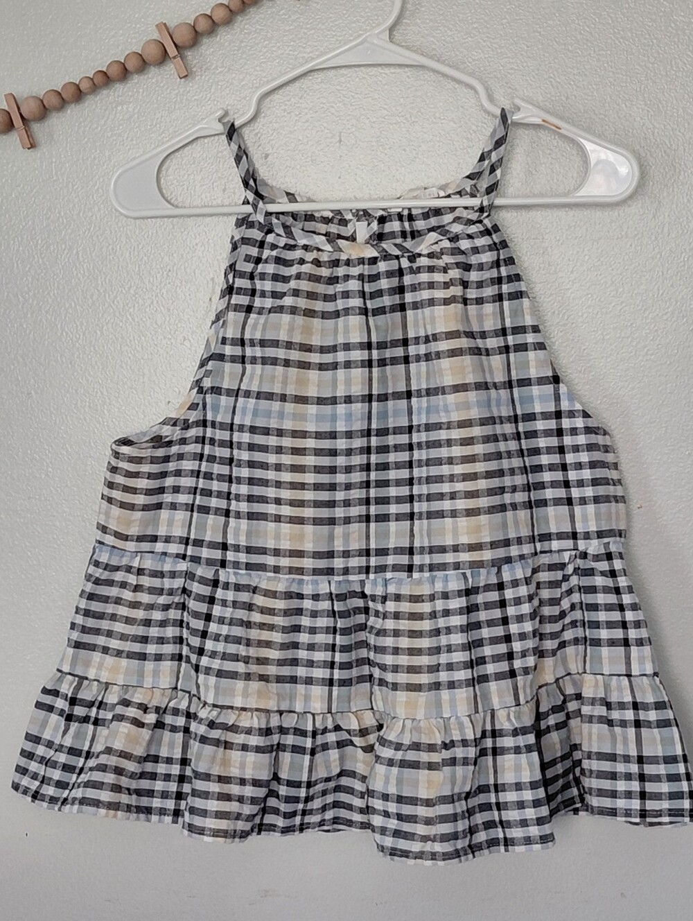 Blu Pepper Plaid Peplum Keyhole Back Flowy Cami Tank Top NWT Size L - Picture 2 of 6